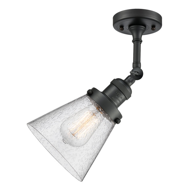 Hardiman Glass Semi Flush Mount, Seedy, Matte Black, 13.5" H x 6.25" W x 6.25" D