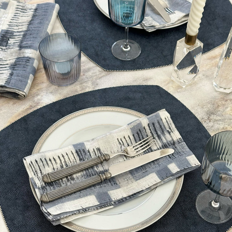 Contempo Linen Napkins, White/Ice Blue