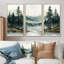 «Green Pine Trees Mist Morning I», ensemble d'art mural pin-107213689-107213692