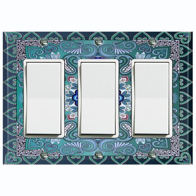 Paisley Bandana Circle Teal Blue Tile 3-Gang Toggle Light Switch Wall Plate -  WorldAcc, F-R3-TIL062