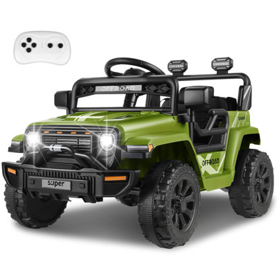 12V Ride On Toys For Kids With Remote Control, 1 Seater Kids Electric Car Jeep,LED Lights, Multi-Speed Transmission, MP3 Player