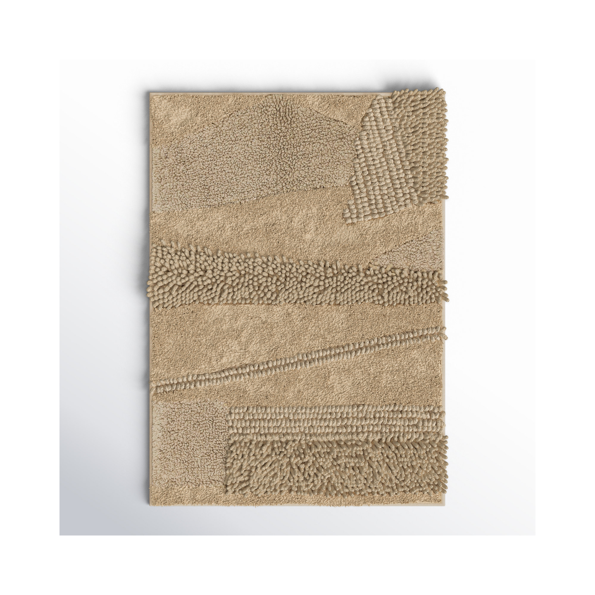 Laverne Solid Cotton Bath Rug, Taupe, 17" W x 24" L