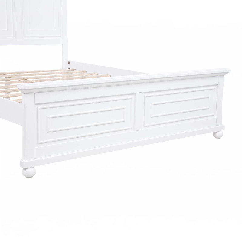 Lit de style traditionnel avec tête et pied de lit, Blanc