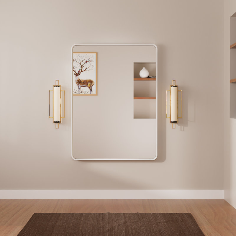 Miroir d'appoint Tyro, 48 po x 36 po, Blanc, Rectangulaire