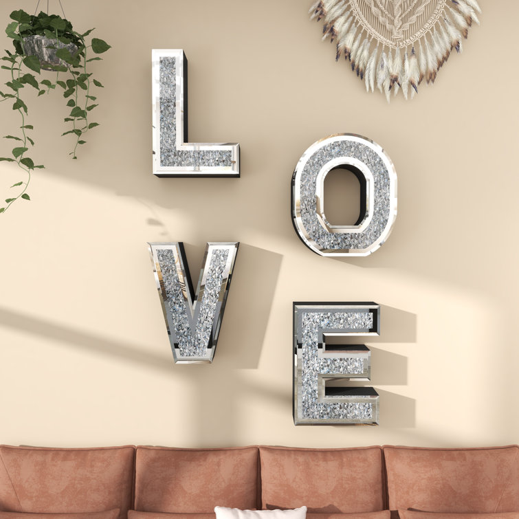 Everly Quinn Elvert 4 Piece Handmade Mirror Letters Wall Décor Set