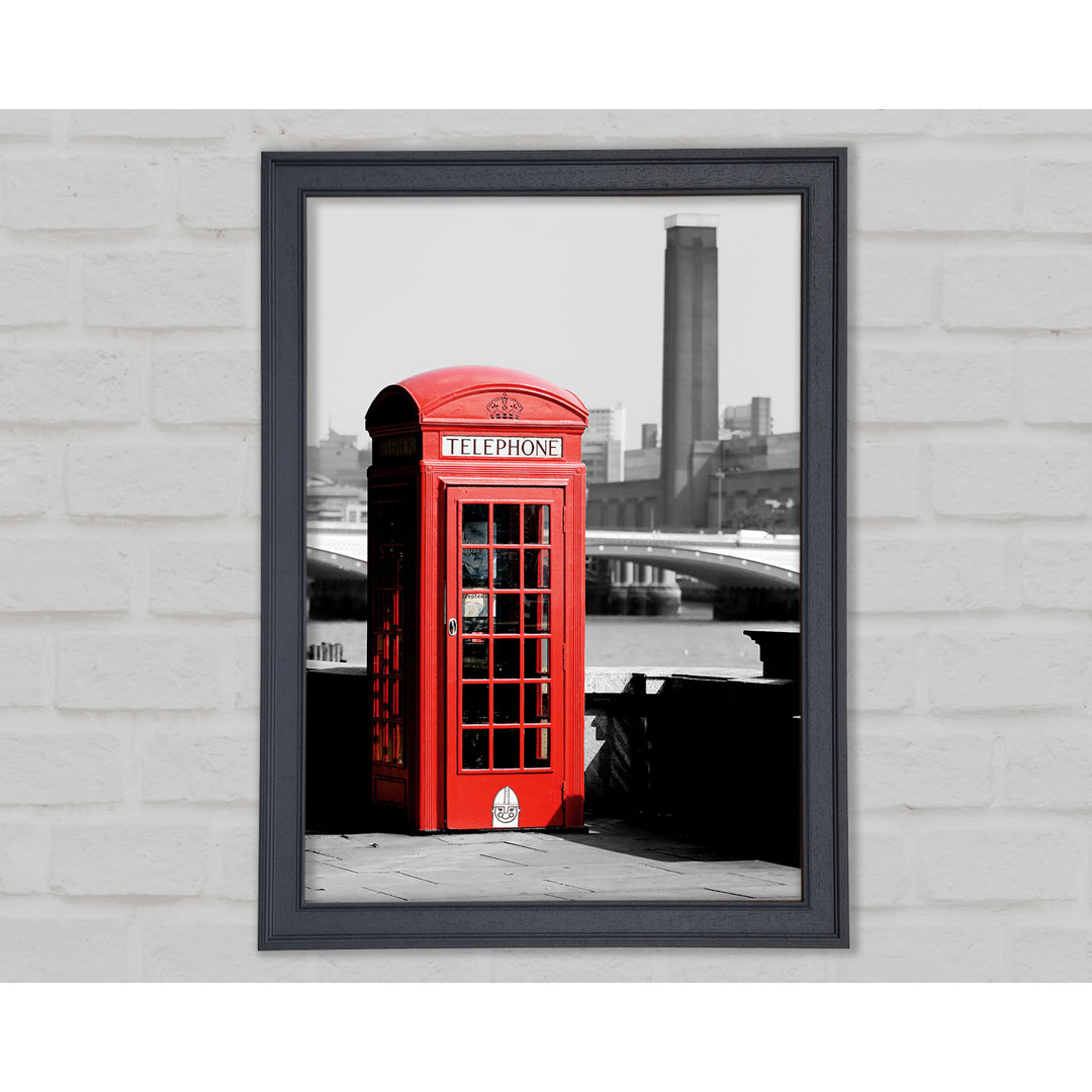 London Red Telephone Box B N W - Einzelner Bilderrahmen Kunstdrucke