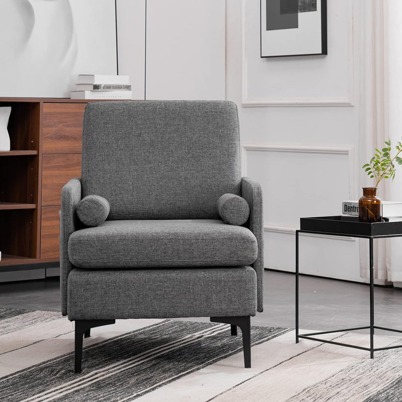 Fauteuil de 26,8 po de largeur Gladwyn, 100 % lin gris, gris