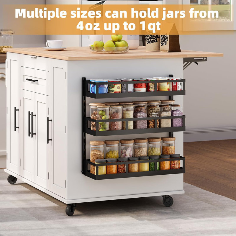  Support à épices mural avec plusieurs tablettes réglables; un support à épices à double usage conçu spécifiquement pour les armoires de cuisine, avec une conception brevetée noire