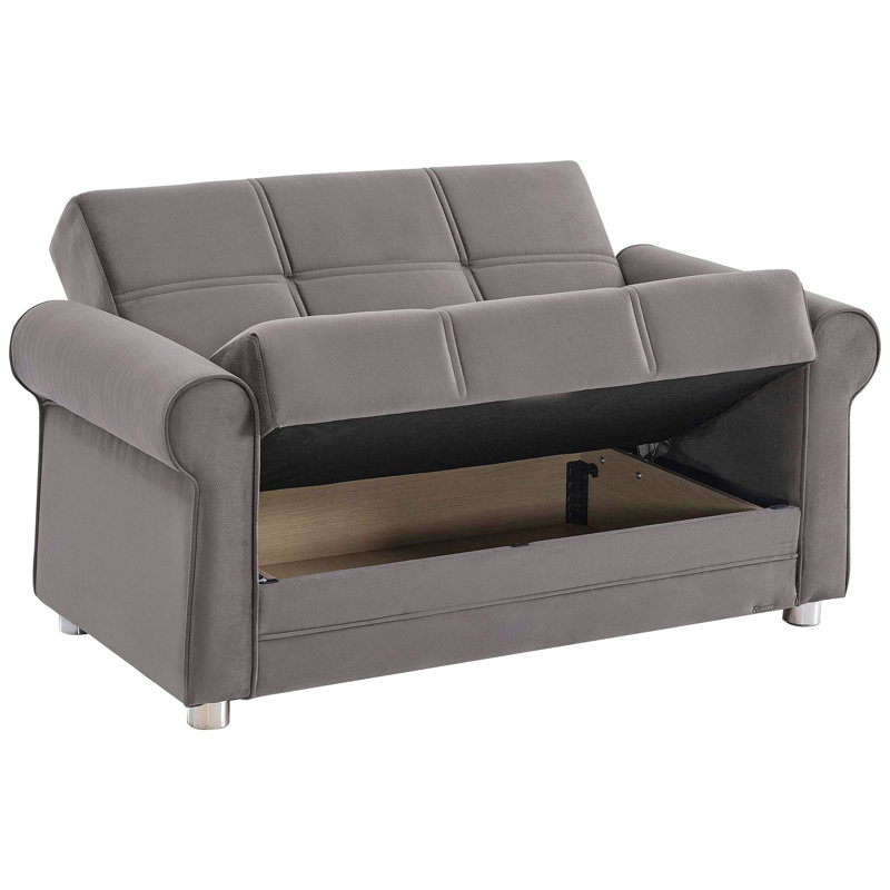 Causeuse convertible rembourrée avec rangement, gris, Gris
