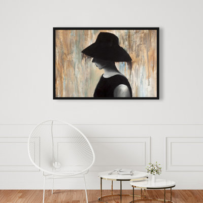 "Audrey Hepburn avec un grand chapeau" sur toile