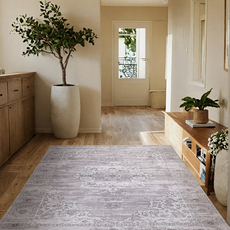 Tapis oriental lavable à la machine, Rectangle 4 pi 11 po x 8 pi