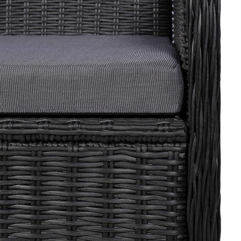 Layana Patio Chair with Cushions, with back cushion, Black