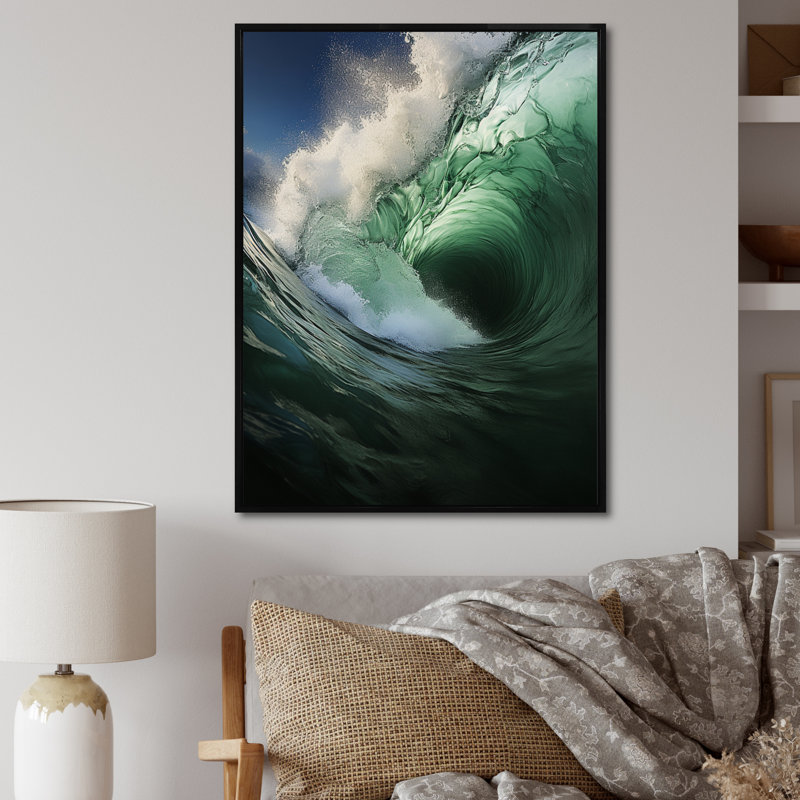 Jaalen Coastal Majestic Waves II, H 20 po x l 12 po x P 1 po, Cadre flottant noir