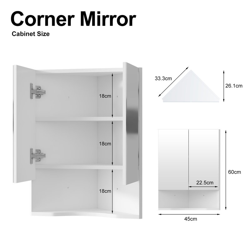 Sowmiya 45mm W 60mm H Medicine Cabinet Mirror 3 Fixed