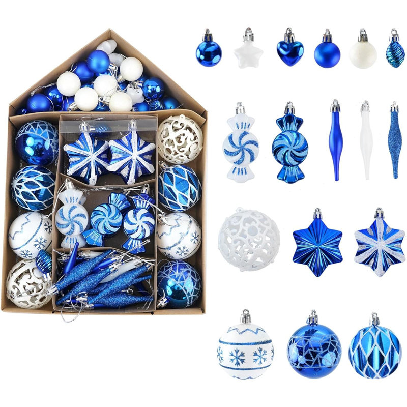 73 pièces de boules de Noël, ensemble de décoration d'arbre, boules de Noël, décorations suspendues incassables pour arbre de Noël