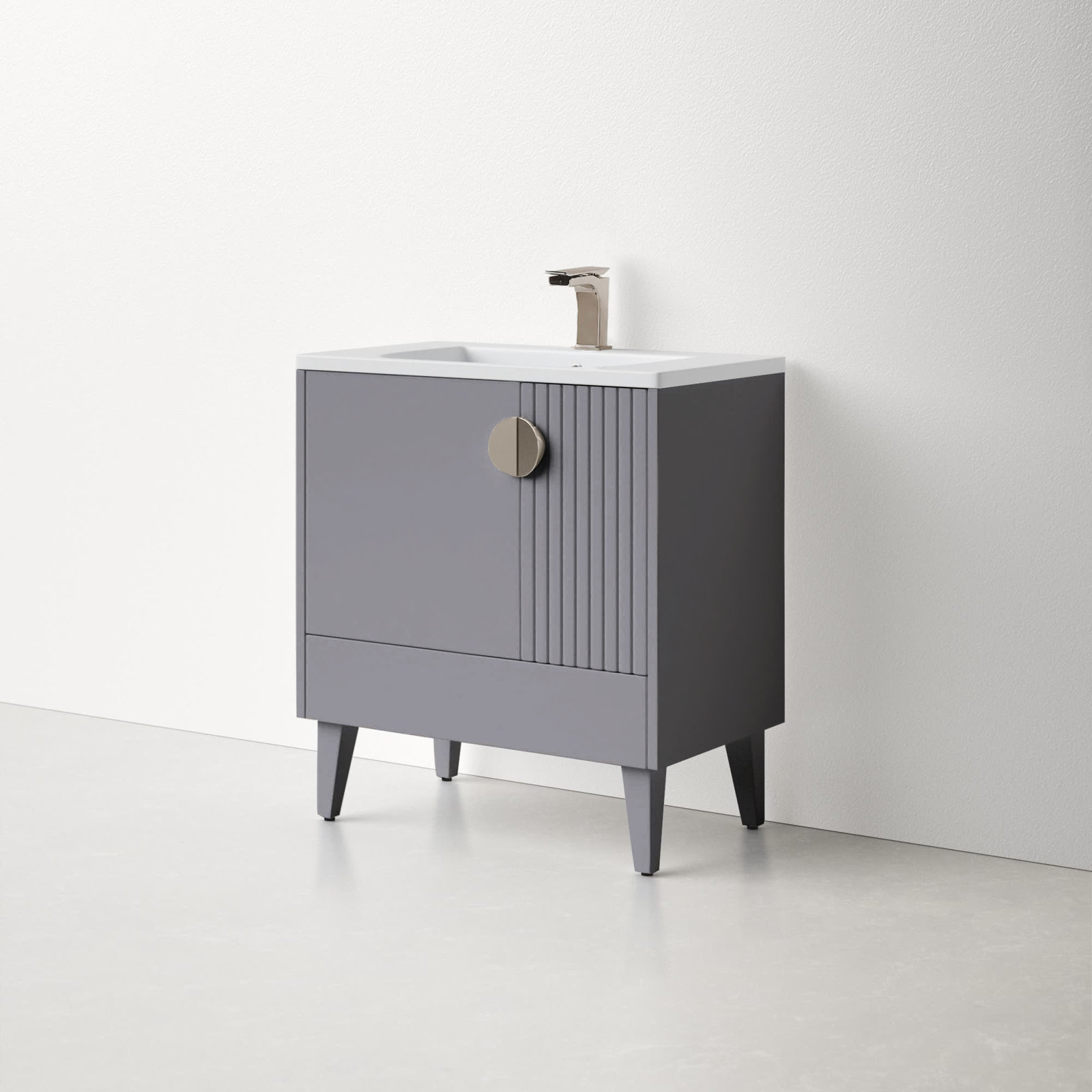 Saimah 30'' Single Bathroom Vanity, Rock Gray, Satin Nickel