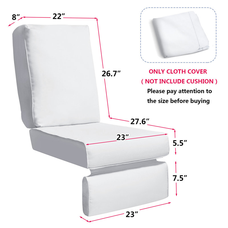 Housse de coussin pour chaise longue d'extérieur 2 pièces, seulement housses, Blanc