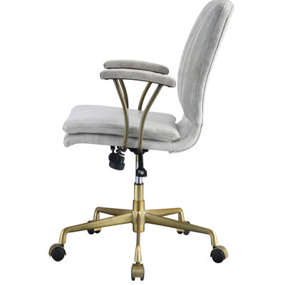 Vintage-Style White Office Chair With Solid Back And Easy Mobility Stylish Swivel In Vintage Foam Padding For Optimal Comfort