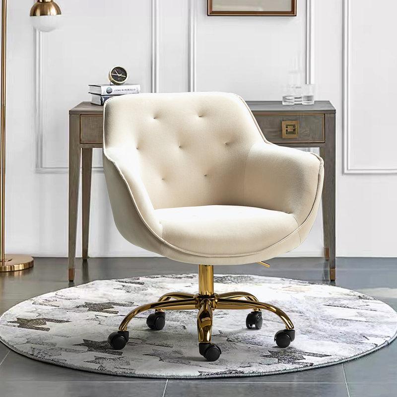 Chaise de bureau en velours, Brun clair