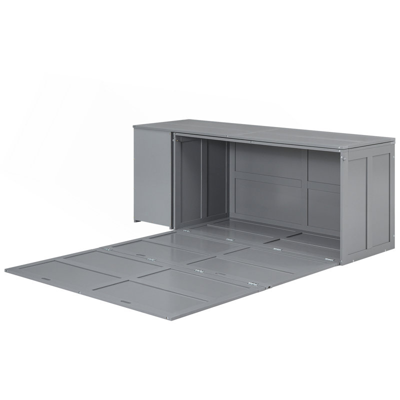 Queen Size Murphy Bed With Rotable Desk, Gray
