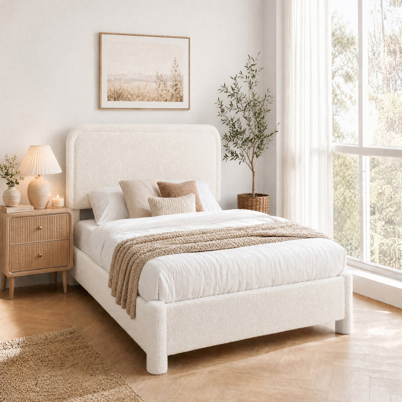 Base de lit plateforme tapissier Teddy, Twin