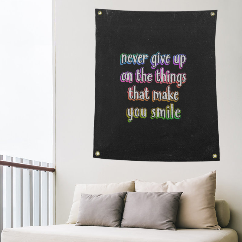 Tapisserie tableau noir en polyester joy et perseverance quote, H 36 po x l 26 po, Arc-en-ciel