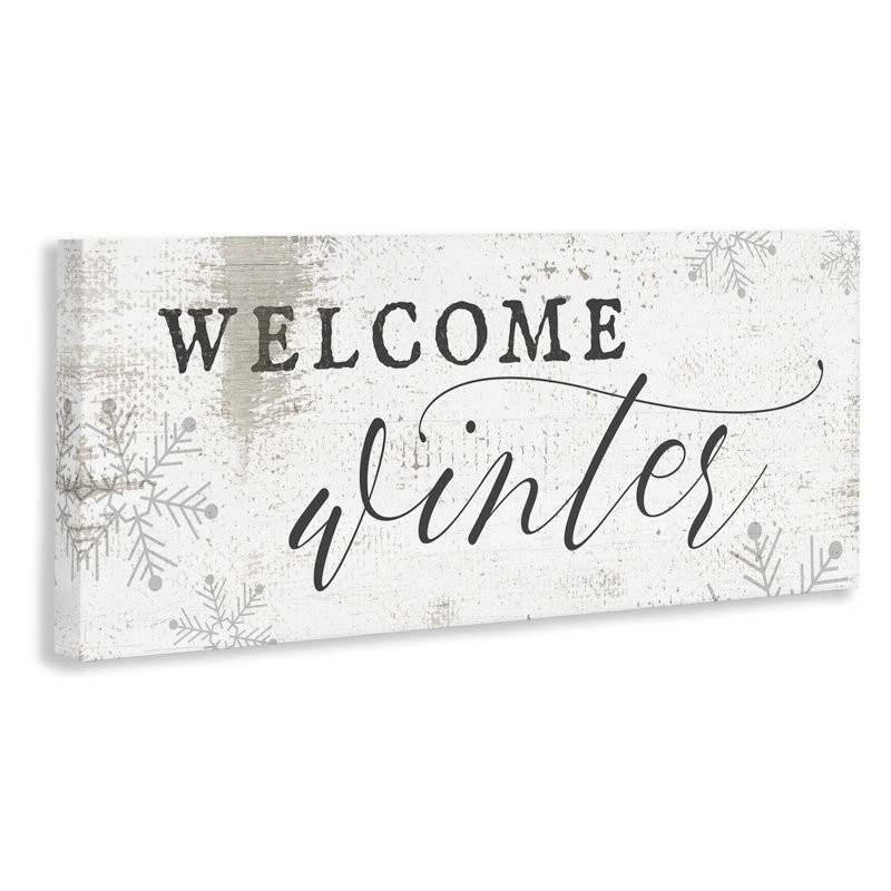 Welcome Winter Phrase Geometric Snowflake Pattern, 10" H x 24" W x 1.5" D