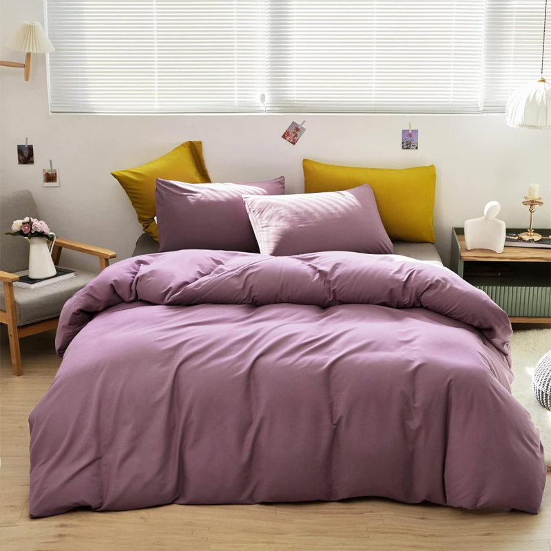 Ensemble d'édredon mauve pour lit très grand Dusty, Édredon très grand + 2 taies d'oreiller standard, Purple