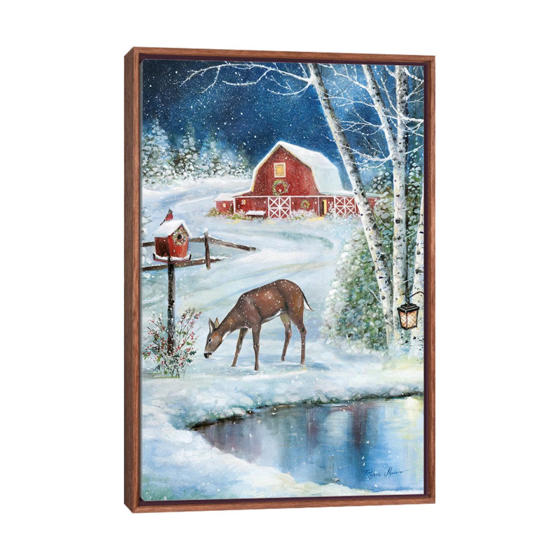 Holiday Skating par Ruane Manning - reproduction d'art, H 60 po x l 40po x P 1,5 po, Toile avec cadre brun, Aucun mat