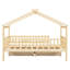 Lit plateforme simple avec deux tiroirs - Structure en bois, couleur naturelle, grand rangement, têtes de lit incluses