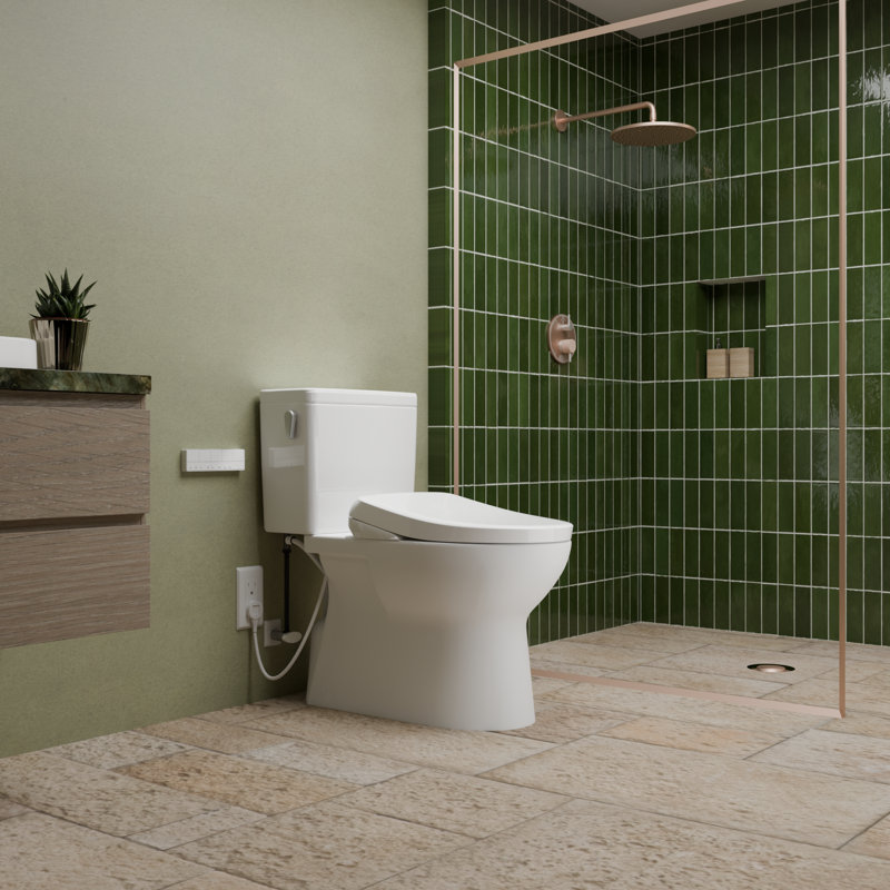 Toilette allongée deux pièces à hauteur de chasse automatique 1,0 GPF avec CEFIONTECT, coton blanc - TOTO Glaston WASHLET +