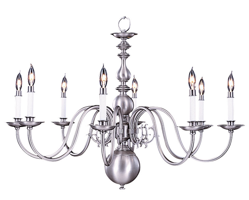 Lustree 8 lumières façon bougie/classique Jovan, Étain satiné
