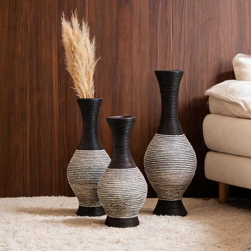 Vases et bocaux combinant salle à manger et 5,5 po avec présentoir de couloir et PVC brun et blanc