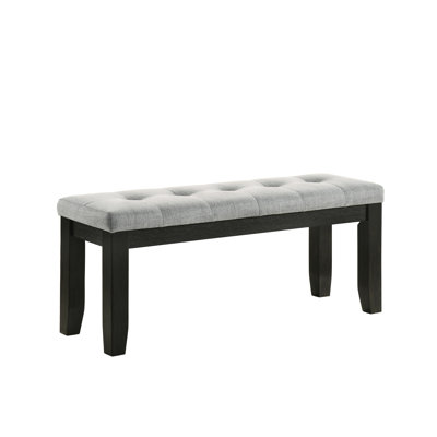 Dining Room Bench With Gray Upholstery And Solid Wood Tapered Legs, Contemporary Elegant Modern Living Legs