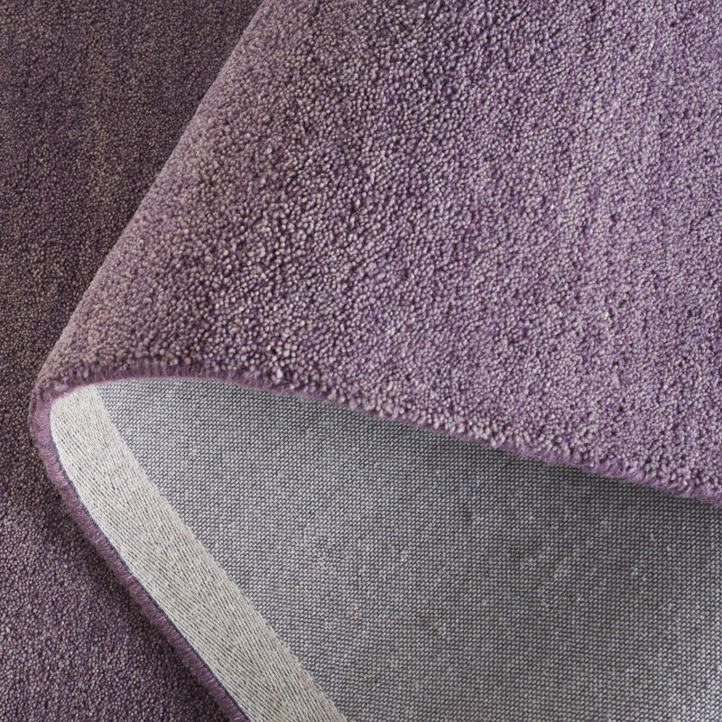 Roxy Solid Color Hand Woven Hand Tufted Wool/Cotton Area Rug in Purple, Rectangle 5' x 8'