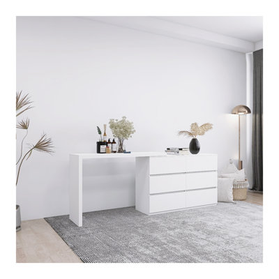 Table de coiffeuse blanche moderne à 6 tiroirs