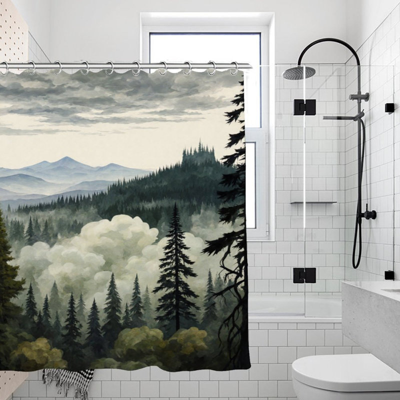 Rideaux de douche Misty Mountain Forest, 71 × 71