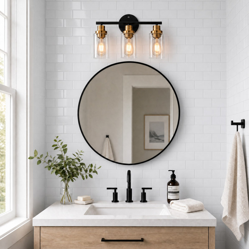 Snellville 3 - Light Dimmable Black&Gold Vanity Light, Gold/Matte Black