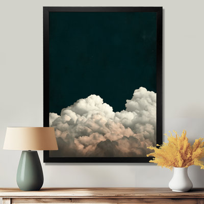 «Fluffy White Clouds In The Sky - Clouds», art mural encadré, impression sur toile blanche minimaliste
