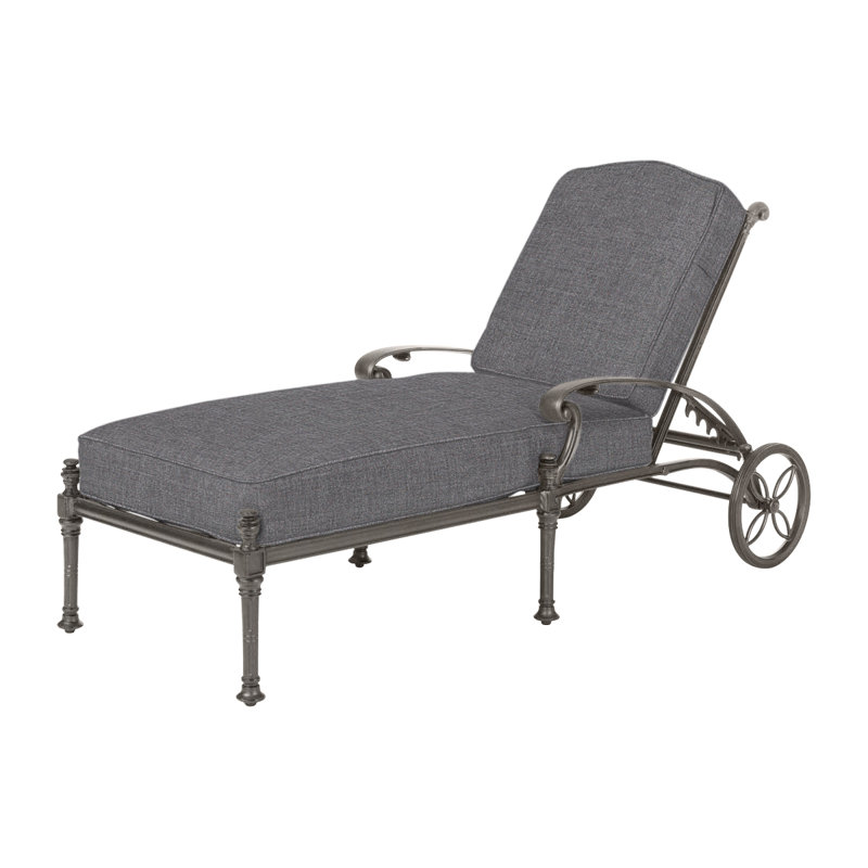Florence Outdoor Chaise Lounge, Cast Slate Sunbrella® Plainweave, Desert Bronze