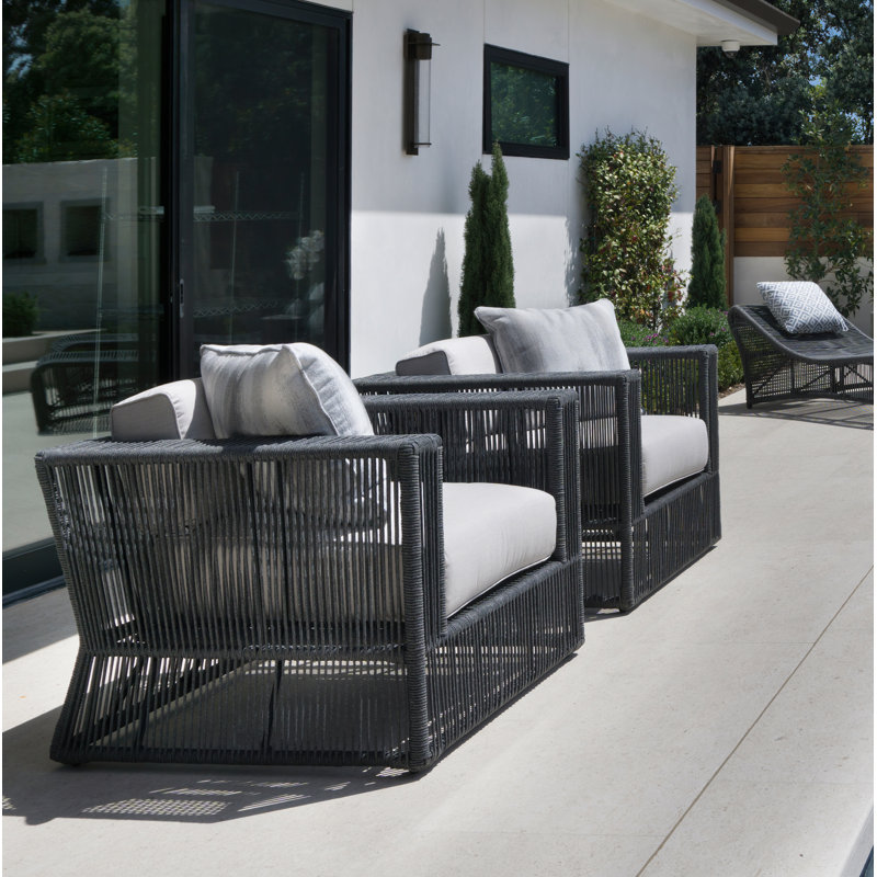 Milano Outdoor Lounge Chair, Echo Ash Sunbrella®, Black