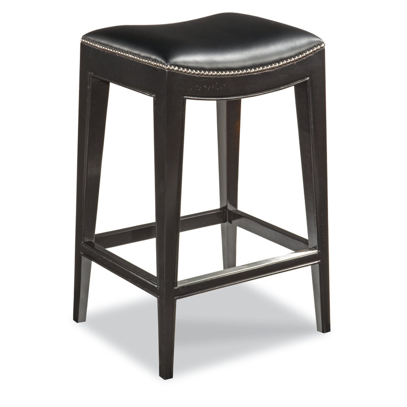 Jackson Bar & Counter Stool, Black Leather/Black Frame, Bar Stool (30" Seat Height)