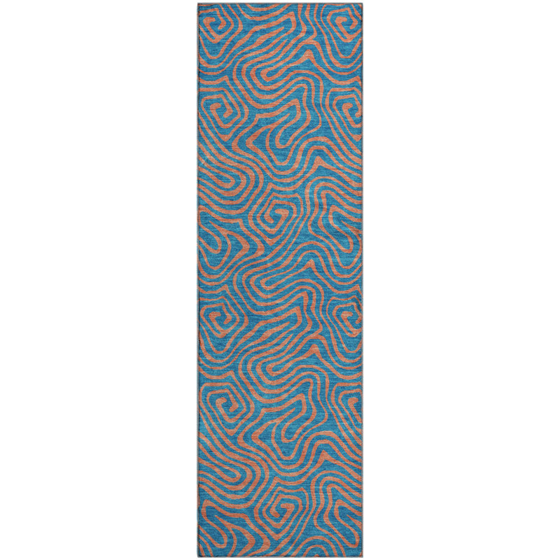 Premium Machine Washable Birchview AMF1031 Swirls Rug, Runner 2'3" x 7'6"
