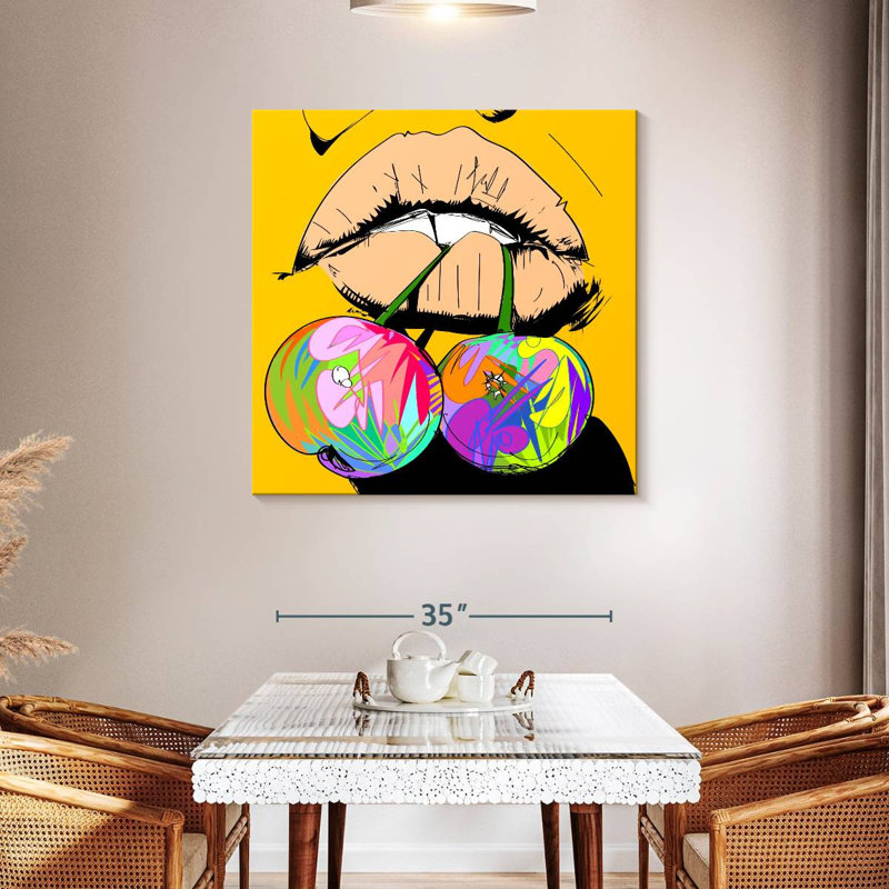 Yarlin Biting Cherries, 39" H x 39" W