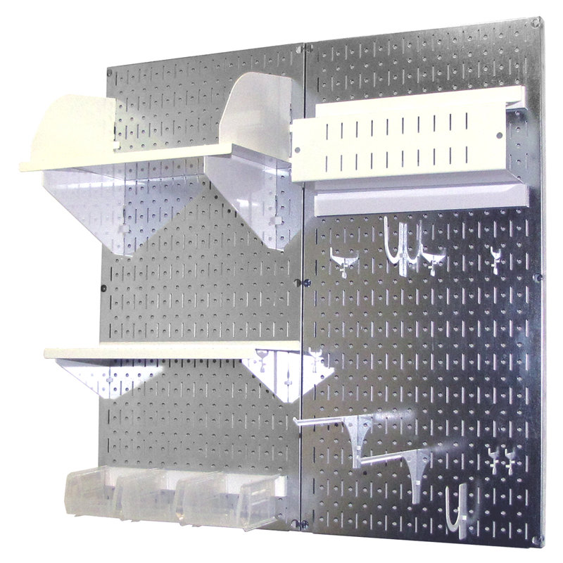 Hobby Craft Pegboard Organizer Storage Kit, Galvanized and White