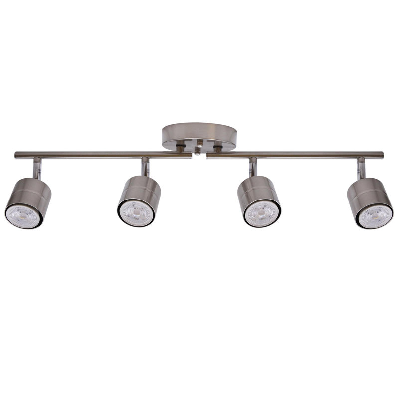 4-Light LED Track Lighting Kit, 4-Head Adjustable Spotlights