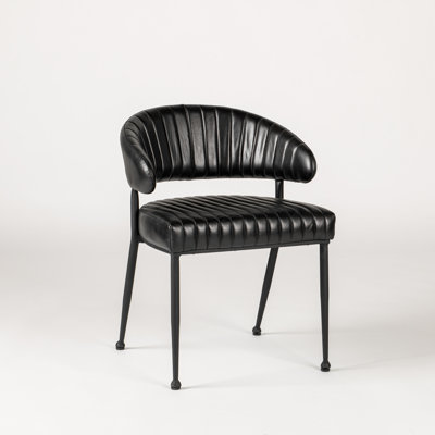 Leather Side Chair in Black