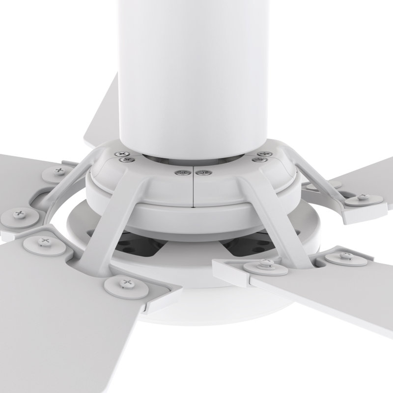 Smart DC Ceiling Fan with Light, Remote Control Flush-Mounted, White, 52"