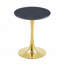 Table de salle à manger ronde à piédestal compacte avec plateau en bois d'ingénierie lisse et charme Mid-Century pour petits appartements-505465302-505465288