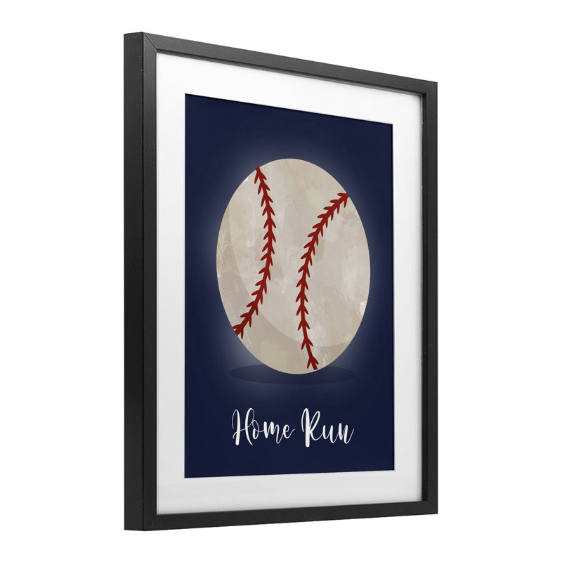 «Game On Home Run», reproduction encadrée sous verre, conception par Christine Simpson Art, Cadre noir minuit